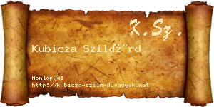 Kubicza Szilárd névjegykártya